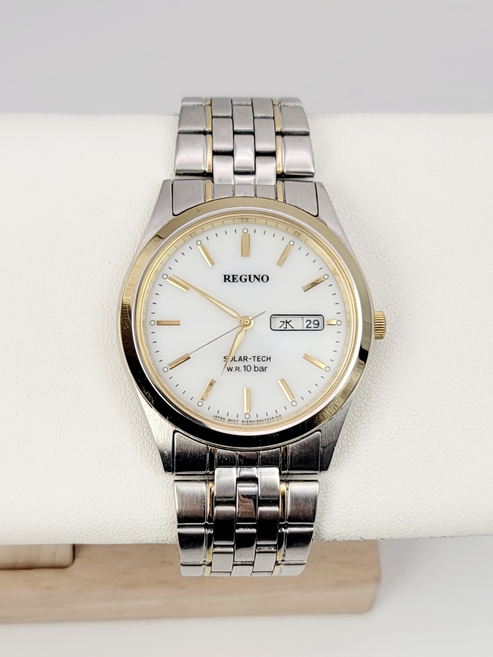 Citizen Reguno E101-S028230 Solar Watch Two Tone Day Date Kanji White Dial 37mm